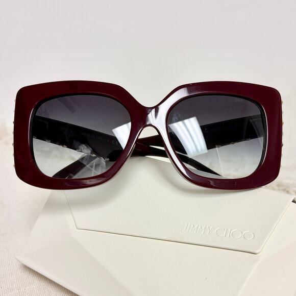 NEW Jimmy Choo JC 5025H Maroon Acetate Frame Gradient Lens Butterfly Sunglasses - Picture 8 of 10